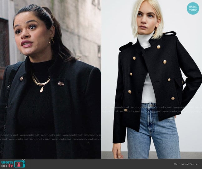 Zara Metal Button Jacket worn by Mel Vera (Melonie Diaz) on Charmed