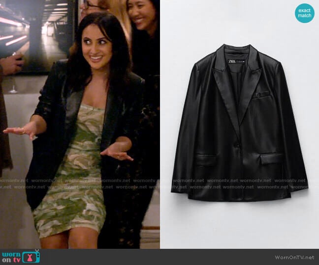 Zara Straight Cut Faux Leather Blazer worn by Valentina (Francia Raisa) on How I Met Your Father