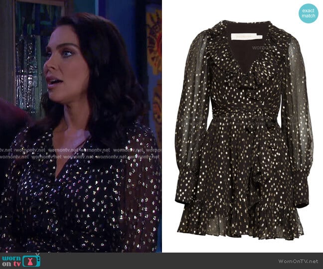 Cleme Silk Blend V-Neck Dress by Zimmermann worn by Chloe Lane (Nadia Bjorlin) on Days of our Lives