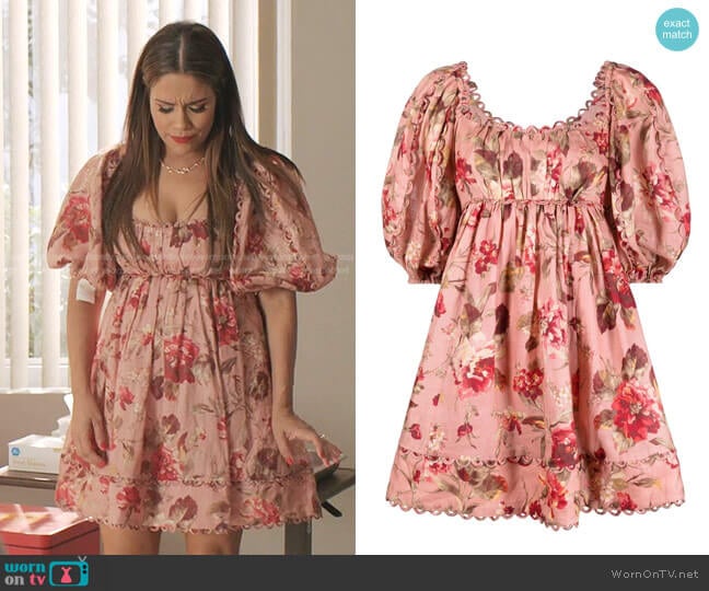 Floral-Print Empire-Waist Dress by Zimmermann worn by Rita (Daniella Alonso) on Dynasty