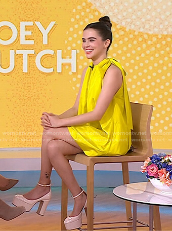 Zoey Deutch’s yellow tie neck mini dress on Today