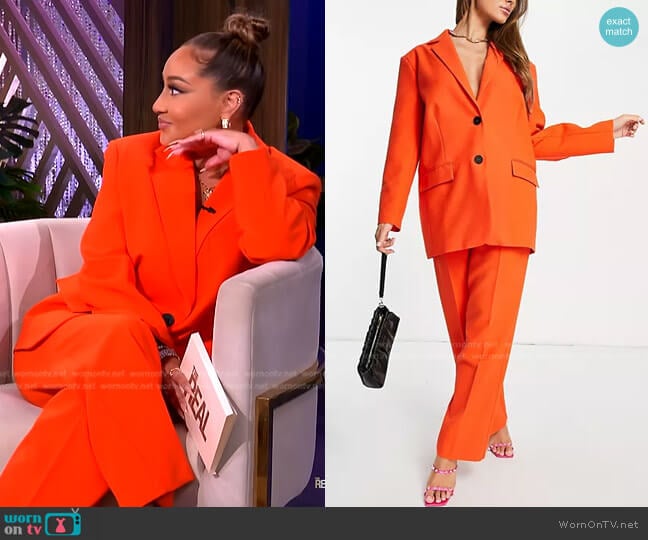 Pop Boy Suit Blazer and Pants by Asos worn by Adrienne Houghton on The Real