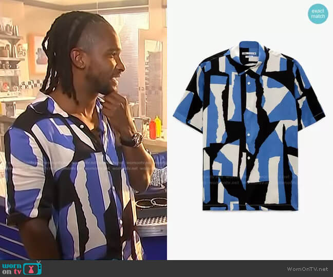 Abstract Print Shirt by Zara worn by Scott Evans on Access Hollywood