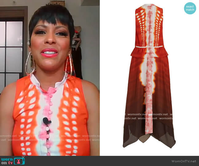 Penelope Shibori Printed Maxi Dress by Altuzarra worn by Tamron Hall on Tamron Hall Show