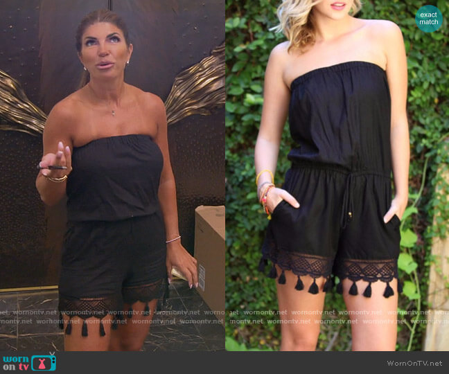 Black Tassel Romper by Angie worn by Teresa Giudice on The Real Housewives of New Jersey