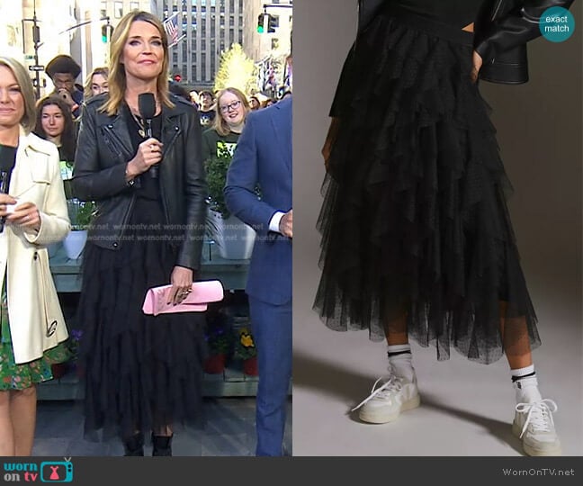 Ruffled Tulle Midi Skirt by Anthropologie worn by Savannah Guthrie on Today