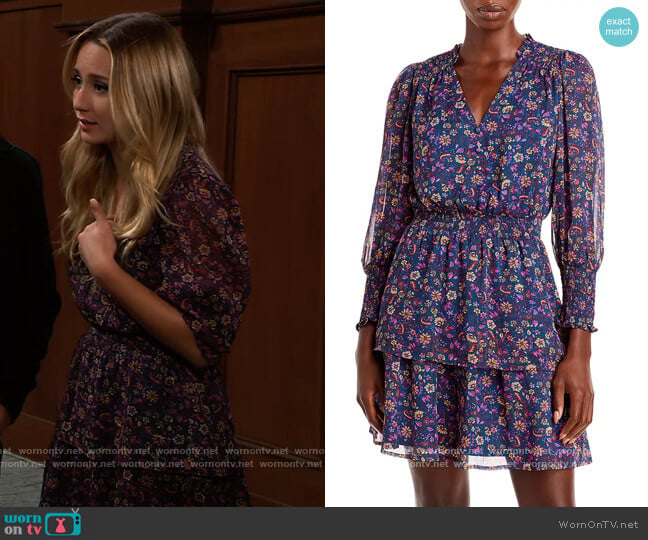 Floral Meadow Smocked Mini Dress by Aqua worn by Josslyn Jacks (Eden McCoy) on General Hospital