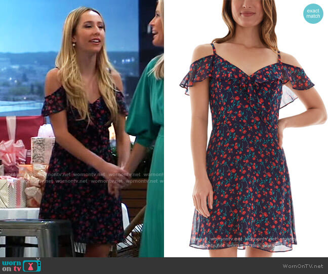 Floral Print Cold Shoulder Dress by BCX worn by Josslyn Jacks (Eden McCoy) on General Hospital