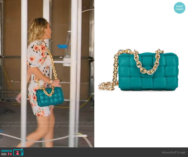 The Chain Cassette Padded Leather Shoulder Bag by Bottega Veneta worn by Mary Fitzgerald on Selling Sunset