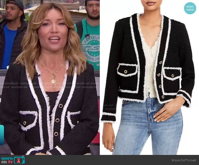 Bouclé Contrast Trim Jacket by Aqua worn by Kit Hoover on Access Hollywood