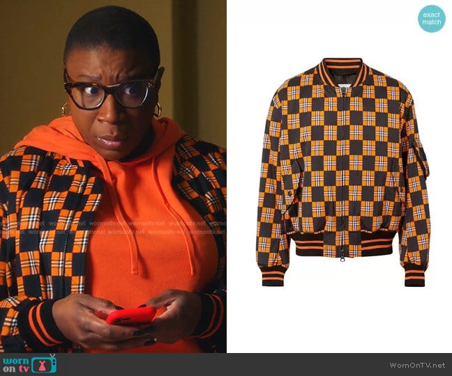 Brookland Plaid Bomber Jacket by Burberry worn by Henrietta Wilson (Aisha Hinds) on 9-1-1