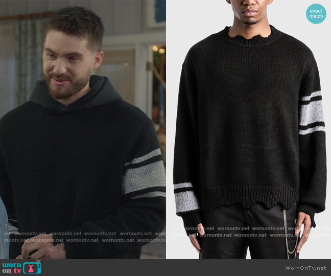 X Mastermind Japan Reflective Knit Sweater by C2H4 worn by Cody Christian on All American