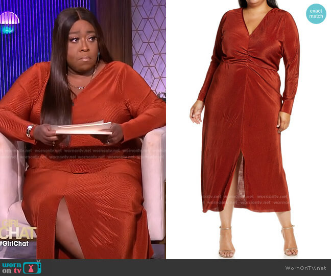 Gathered Long Sleeve A-Line Dress by Charles Henry worn by Loni Love on The Real