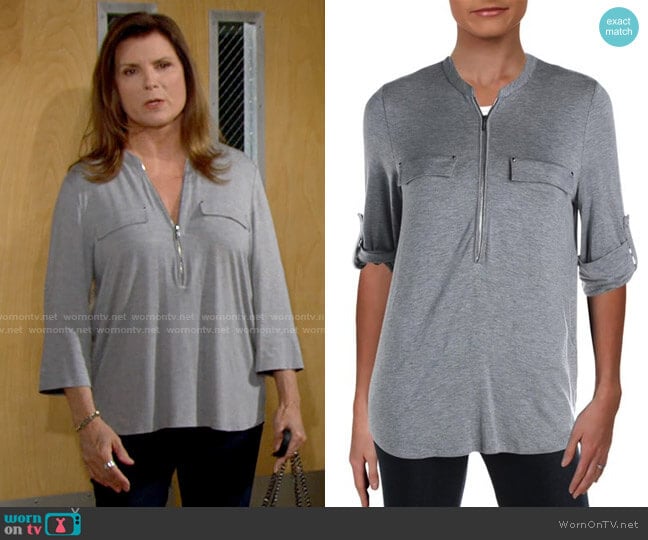 Calvin Klein Jersey 1/2 Zip Henley Top worn by Sheila Carter (Kimberlin Brown) on The Bold and the Beautiful