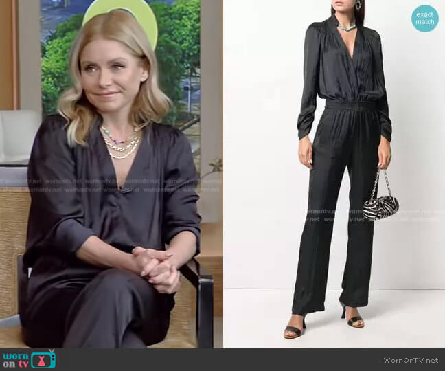  Captain Satin Jumpsuit by Zadig & Voltaire worn by Kelly Ripa  on Live with Kelly & Ryan