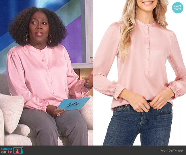 WornOnTV: Sheryl’s pink collarless blouse on The Talk | Sheryl ...