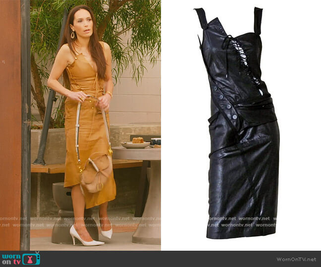 John Calliano Collector Leather Dress by Christian Dior worn by Davina Potratz on Selling Sunset