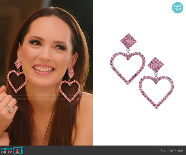 Crystal Heart Earrings by Alessandra Rich worn by Davina Potratz on Selling Sunset