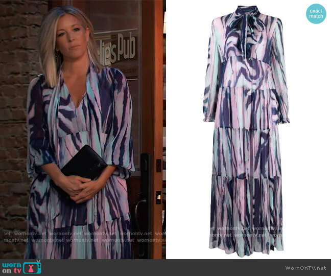 Abstract Pattern Long Sleeve Dress by Diane Von Furstenberg worn by Carly Spencer (Laura Wright) on General Hospital