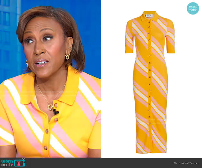 Aurelia Cut-Out Knit Shirtdress by Derek Lam 10 Crosby worn by Robin Roberts on Good Morning America