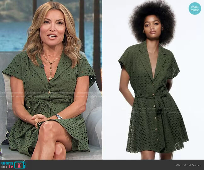 Embroidered Eyelet Shirtdress by Zara worn by Kit Hoover on Access Hollywood