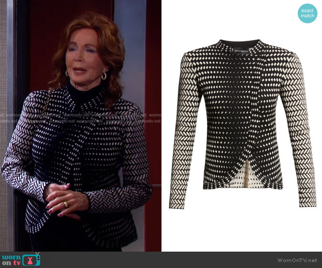 Knit Jacket with Asymmetrical Overlap by Emporio Armani worn by Maggie Horton (Suzanne Rogers) on Days of our Lives