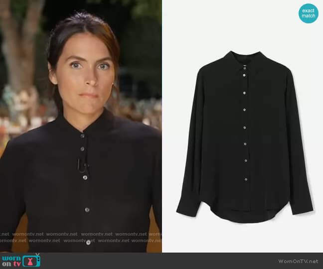 Everlane The Clean Silk Relaxed Shirt worn by Lilia Luciano on CBS Mornings