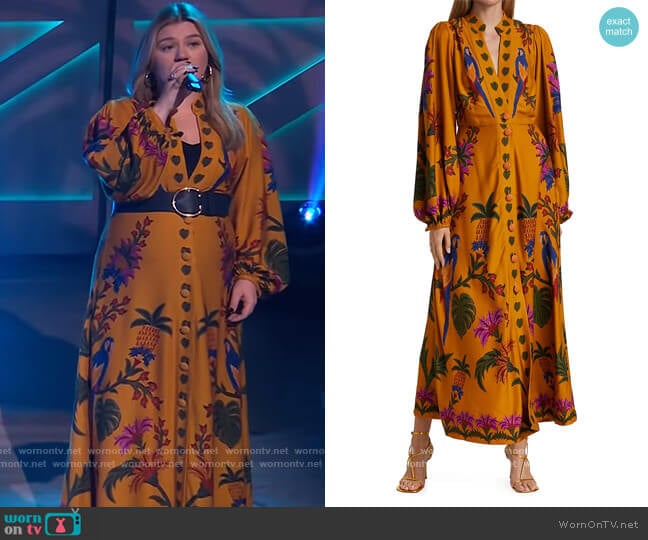 Tropical Tapestry Maxi Dress by Farm Rio worn by Kelly Clarkson on The Kelly Clarkson Show