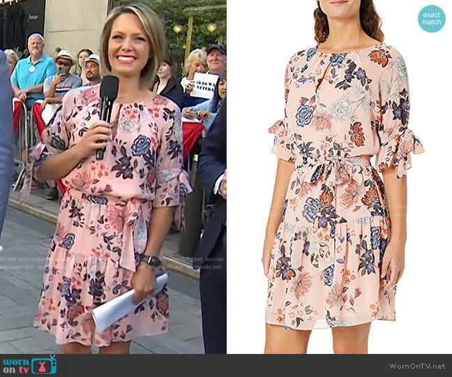 Floral Print Chiffon Dress by Vince Camuto worn by Dylan Dreyer on Today