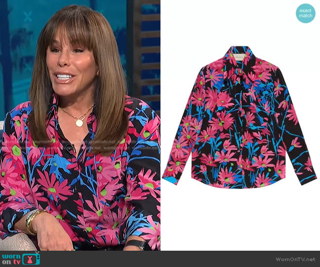 Floral-Print Silk Shirt by Gucci X Ken Scott worn by Melissa Rivers on E! News Daily Pop