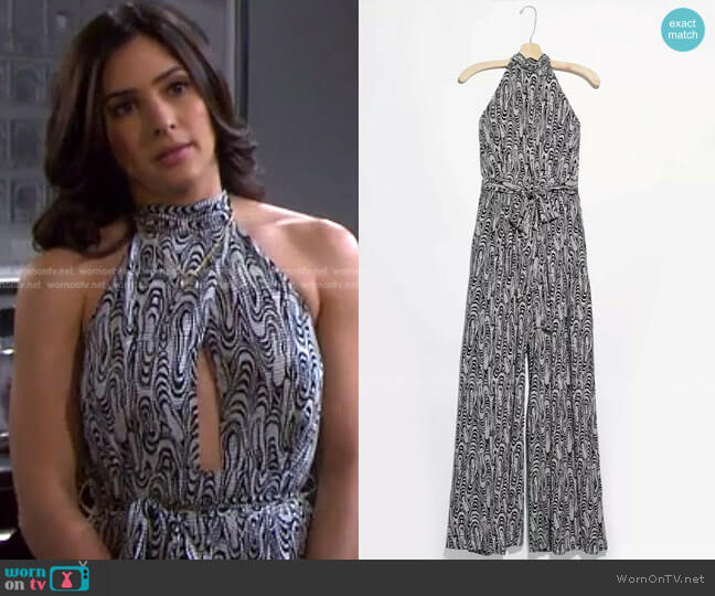 Kissing Sunlight Printed One Piece by Free People worn by Gabi Hernandez (Camila Banus) on Days of our Lives