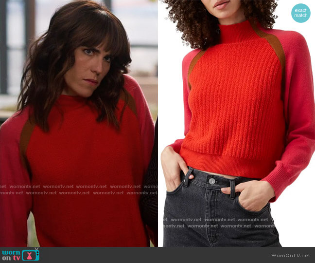 Milla Vhari Colorblock Mock Neck Sweater by French Connection worn by Marina (Karla Souza) on Home Economics