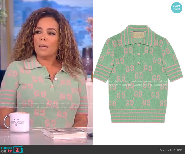 GG knit polo top by Gucci worn by Sunny Hostin  on The View