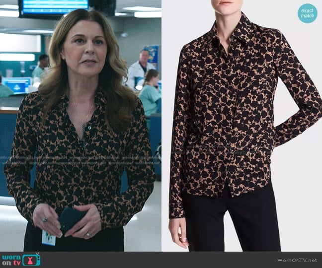 Hansen Floral-Print Button-Front Shirt by Michael Kors worn by Kit Voss (Jane Leeves) on The Resident