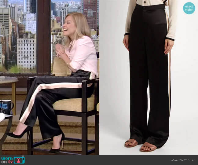 High-Waisted Satin Trousers by Lanvin worn by Kelly Ripa on Live with Kelly and Ryan