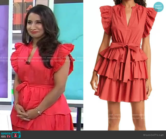 Honoria Ruffle Cotton Poplin Dress by Ulla Johnson worn by Dr. Taz Bhatia on Today