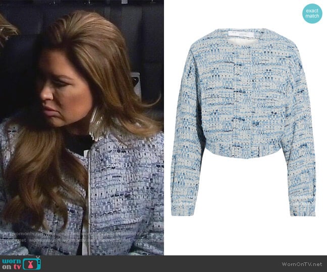 Jengo cropped cotton-blend tweed jacket by Iro worn by Emily Simpson on The Real Housewives of Orange County