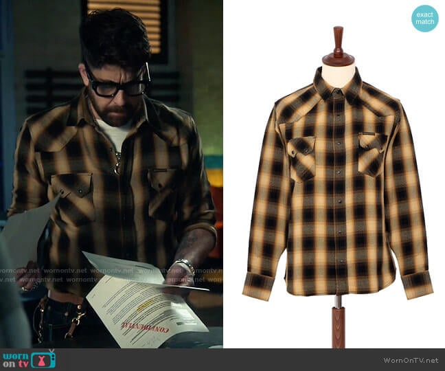 Indigofera Dollard Shirt in Heavy Check worn by Harry Keshegian (Adam Goldberg) on The Equalizer