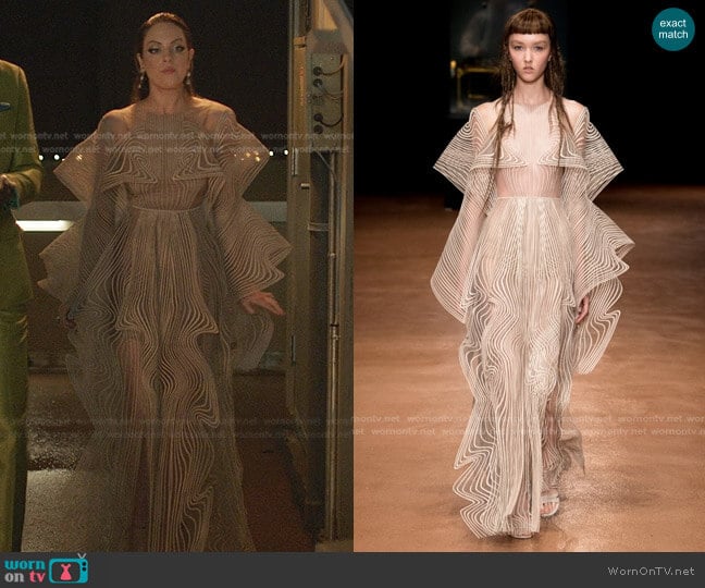 Fall 2017 Couture by Iris van Herpen worn by Fallon Carrington (Elizabeth Gillies) on Dynasty