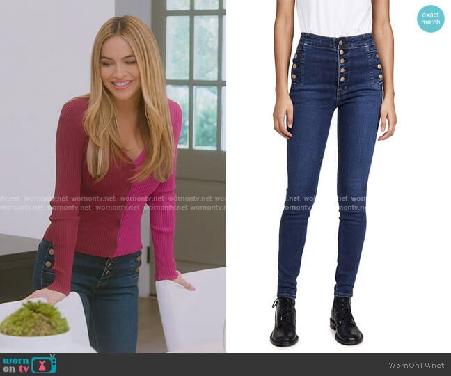 Natasha Sky High Cropped Skinny Jeans in Reality by J Brand worn by Chrishell Stause on Selling Sunset