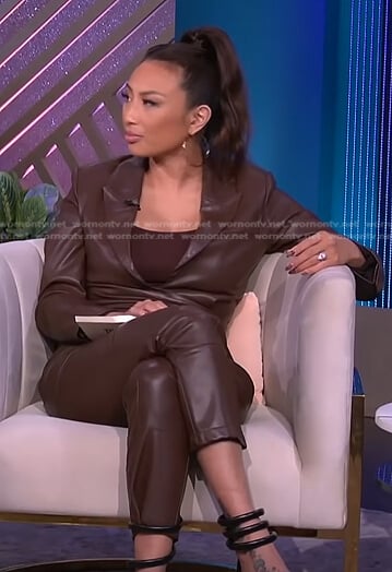 Jeannie’s brown leather blazer and pants on The Real
