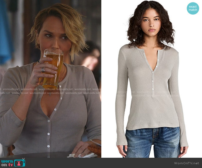 Rib Henley Tee by James Perse worn by Arielle Kebbel on 9-1-1