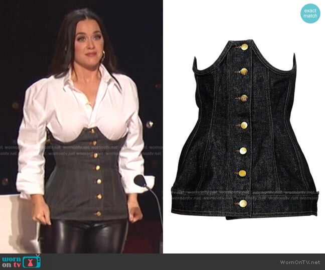 Denim Boned Underbust Corset by Jean Paul Gaultier  worn by Katy Perry on American Idol