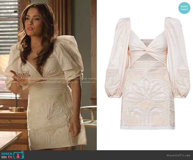 Barú Tropical Mantra Mini-Dress by Johanna Ortiz worn by Cristal Jennings (Daniella Alonso) on Dynasty