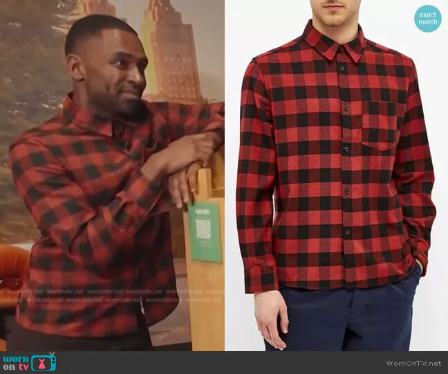 John Check Twill Shirt by APC worn by Justin Sylvester on Today