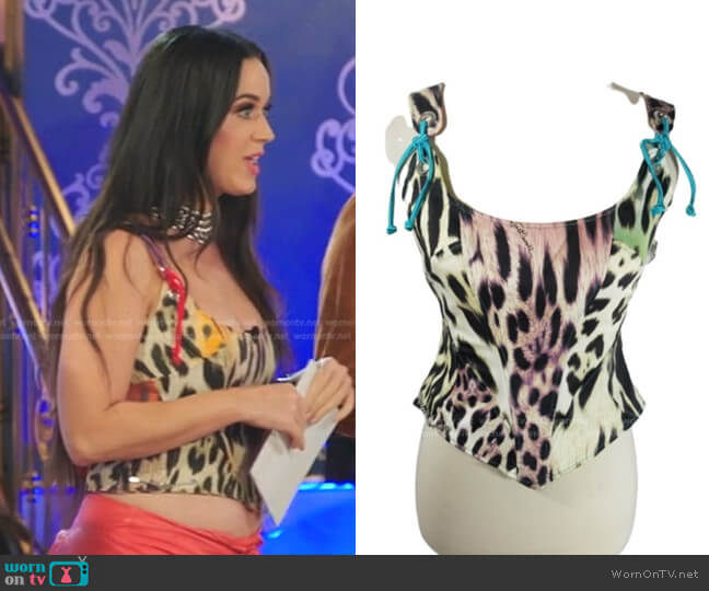 Animal Print Corset Top by Just Cavalli worn by Katy Perry on American Idol