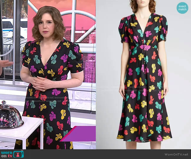 Lea Floral Button-Front Midi Dress by Saloni worn by Vanessa Bayer on Today