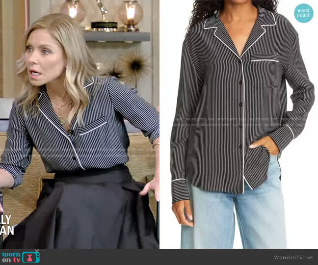 Luca Silk Pajama Top by Rag & Bone worn by Kelly Ripa on Live with Kelly and Mark