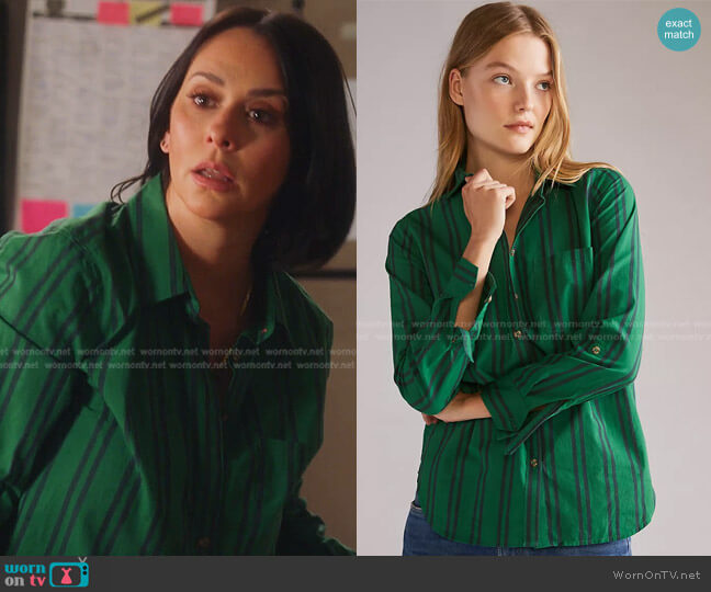 Striped Buttondown Shirt by Maeve worn by Maddie Kendall (Jennifer Love Hewitt) on 9-1-1