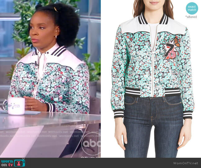Bert Floral Bomber Jacket by Maje worn by Amber Ruffin on The View